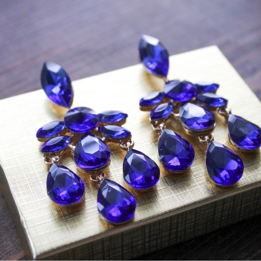 BRAND NEW Royal Blue Sapphire Chandelier Earrings